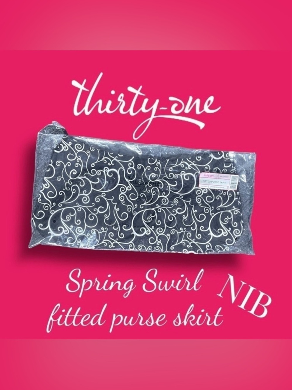 THIRTY One Fitted Purse Skirt Spring Swirl New in the Bag Black White